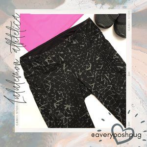 Lululemon Run Top Speed Crop Leggings, Star Crushed Coal Black, Size 6